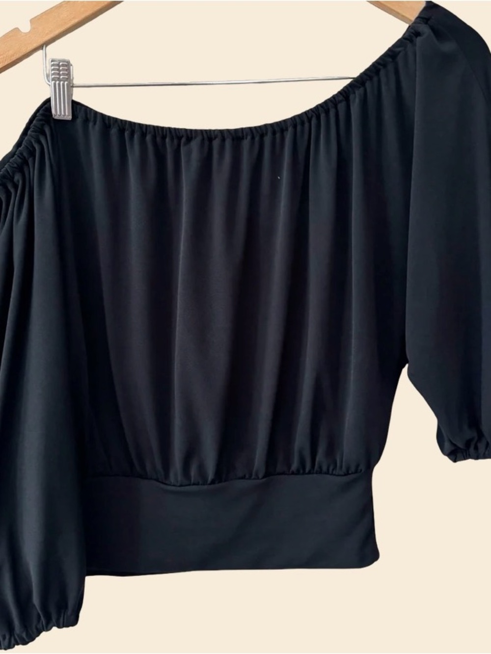Vintage Express Indie Off-Shoulder Crop Top- Blouse XS